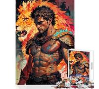 1000 Piece Jigsaw Puzzle for Teenagers Lion ﹨u Gladiator Impossible Game Wall Decoration Educational Toy Fun at Home Activities, (38x52cm)
