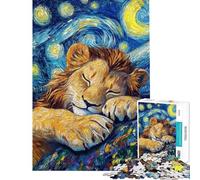 1000 Piece Jigsaw Puzzle for Teenagers Lion's Dream Under Starry Sky 1000 Piece Jigsaw Educational Toy Great Gifts for Games A Work of Art (Size 38x26cm)
