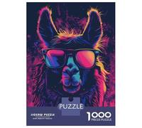 1000 Piece Jigsaw Puzzle for Teenagers Llama Sunglasses Retro Jigsaw for Adults Family Games Presents for Women Christmas Birthday Gifts 52x38cm/1000pcs