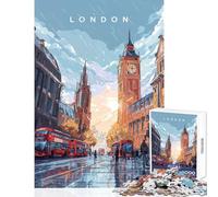 1000 Piece Jigsaw Puzzle for Teenagers London Cityscape with Big Ben Fun Games Difficult Challenge DIY Toys Artists' Collection, Fine Arts (38X52CM)
