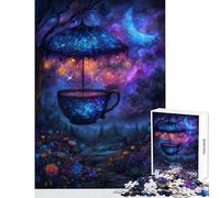 1000 Piece Jigsaw Puzzle for Teenagers Magical Teacup Under Starry Umbrella Fun Games Pattern Assembly DIY Toys Artists' Collection, Fine Arts (50x75cm)