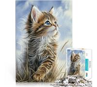 1000 Piece Jigsaw Puzzle for teenagers Maine Coon Kitten in Grass Lustige Spiele Geburtstagsgeschenk, Geschenke, Wandkunst75x50cm