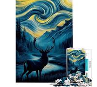1000 Piece Jigsaw Puzzle for Teenagers Majestic Deer in Mountain Landscape Help The Brain Exercise Birthday Present Toy Wall Decor for And from 14 Years And over (38x26cm)