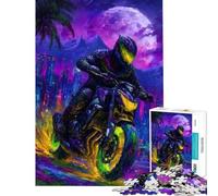 1000 Piece Jigsaw Puzzle for Teenagers Motorcycle Rider in A Vibrant Cityscape Jigsaw for Adults Hands-on Game Wall Decoration Unique Birthday And Xmas Gifts (Size 38x26cm)
