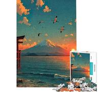 1000 Piece Jigsaw Puzzle for Teenagers Mount Fuji Sunset with Torii Gate Jigsaw for Adults Hands-on Game Wall Decoration Unique Birthday And Xmas Gifts (Size 50x75cm)