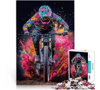 1000 Piece Jigsaw Puzzle for teenagers Mountain Biker in Color Blast Hands-on-Spiel mit passendem Poster und Quizblatt38x26cm