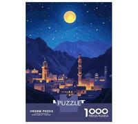 1000 Piece Jigsaw Puzzle for Teenagers Muscat, Oman Nightscape Illustration Adult Puzzles Fun Games Difficult Challenge Challenging Game Gifts 70x50cm/1000pcs