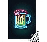 1000 Piece Jigsaw Puzzle for Teenagers Neon Beer Mug Sign Teenager Puzzles Brain Teaser Game Presents for Women Fun Activities at Home 70x50cm/1000pcs