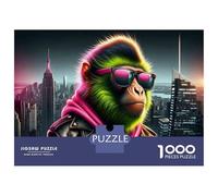 1000 Piece Jigsaw Puzzle for Teenagers Neon Monkey in Cityscape Jigsaws for Adults Relaxing Games Precision Cutting Christmas Birthday Gifts 70x50cm/1000pcs