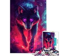 1000 Piece Jigsaw Puzzle for Teenagers Neon Wolf Aura Puzzle For Teenagers Enhance Memory Help The Brain Exercise Educational Family Game (Size 50x75cm)