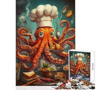 1000 Piece Jigsaw Puzzle for Teenagers Octopus Chef Fun Games Pattern Assembly DIY Toys Artists' Collection, Fine Arts (38x52cm)