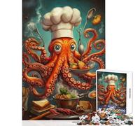1000 Piece Jigsaw Puzzle for Teenagers Octopus Chef Fun Games Pattern Assembly DIY Toys Artists' Collection, Fine Arts (50x75cm)