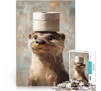 1000 Piece Jigsaw Puzzle for teenagers Otter with Toilet Paper Hat Für Familienspaß Die Liebe zwischen Paaren stärken52x38cm