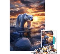 1000 Piece Jigsaw Puzzle for Teenagers Polar Bear Sunset for Educational Game Challenge Toy Hands-on Game Perfect Decoration Gifts Birthday (Size 38x52cm)