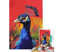 1000 Piece Jigsaw Puzzle for Teenagers Pop Art Peacock in Andy Warhol Style Help The Brain Exercise Birthday Present Toy Wall Decor for And from 14 Years And over (38x52cm)