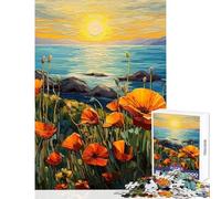 1000 Piece Jigsaw Puzzle for Teenagers Poppies And Ocean Fun Games Pattern Assembly DIY Toys Artists' Collection, Fine Arts (50x75cm)