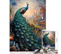 1000 Piece Jigsaw Puzzle for Teenagers Proud Peacock Menagerie Fun Games Pattern Assembly DIY Toys Artists' Collection, Fine Arts (50x75cm)