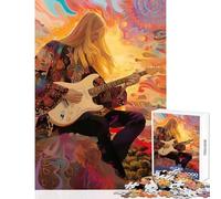 1000 Piece Jigsaw Puzzle for Teenagers Psychedelic Guitarist in A Dreamscape Fun Games Difficult Challenge DIY Toys Artists' Collection, Fine Arts (38X26CM)