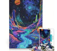 1000 Piece Jigsaw Puzzle for Teenagers Psychedelic Landscape with River And Planets DIY Toys Improve Memory Artists' Collection Fine Arts 38x52cm
