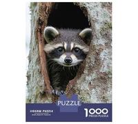 1000 Piece Jigsaw Puzzle for Teenagers Raccoon Peeking from Tree Hollow Puzzles for Adults Relax Games Enhance Memory Christmas Birthday Gifts 70x50cm/1000pcs