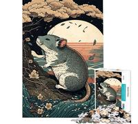 1000 Piece Jigsaw Puzzle for Teenagers Rat Ukiyo E Japan China Fun at Home Activities, Improve Memory Family Games Suitable for Ages 14 And Up (38x26cm)