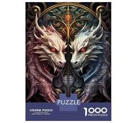 1000 Piece Jigsaw Puzzle for Teenagers Red And Blue Dragons Adult Puzzles Relax Games Analysis And Logic Christmas Birthday Gifts 52x38cm/1000pcs