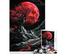 1000 Piece Jigsaw Puzzle for Teenagers Red Full Mon Landscape Fun Games Pattern Assembly DIY Toys Artists' Collection, Fine Arts (50x75cm)