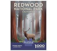 1000 Piece Jigsaw Puzzle for Teenagers Redwood National Park Elk Teenager Puzzles Brain Teaser Game Enhance Memory Fun at Home Activities, 52x38cm/1000pcs