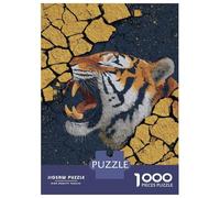 1000 Piece Jigsaw Puzzle for Teenagers Roaring Tiger Emerging from Cracked Surface Puzzles for Adults DIY Toys Hand Speed Race Unique Birthday And Xmas Gifts 38x26cm/1000pcs