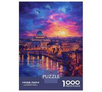 1000 Piece Jigsaw Puzzle for Teenagers Rome Cityscape at Sunset Puzzle for Adults DIY Toys Difficult Hard Fun at Home Activities, 38x26cm/1000pcs