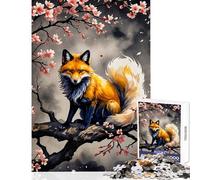 1000 Piece Jigsaw Puzzle for Teenagers Sakura Kitsune Fox Fun Games Pattern Assembly DIY Toys Artists' Collection, Fine Arts (50x75cm)