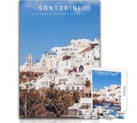 1000 Piece Jigsaw Puzzle for Teenagers Santorini Unique Challenge Game Stress Reliever Secret Santa Gifts Size 38x26cm