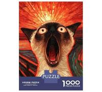 1000 Piece Jigsaw Puzzle for Teenagers Screaming Siamese Cat Art Jigsaw Fun Games Difficult Challenge Unique Birthday And Xmas Gifts 38x26cm/1000pcs