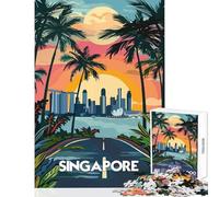 1000 Piece Jigsaw Puzzle for Teenagers Singapore Skyline Sunset 1000 Piece Jigsaw Educational Toy Great Gifts for Games A Work of Art (38x26cm)
