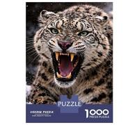 1000 Piece Jigsaw Puzzle for Teenagers Snow Leopard Roaring in Snow Jigsaw Fun Games Difficult Challenge Unique Birthday And Xmas Gifts 38x26cm/1000pcs