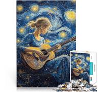 1000 Piece Jigsaw Puzzle for teenagers Starry Night Guitarist Präzisionsschnitt einzigartiges Herausforderungsspiel75x50cm