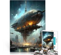 1000 Piece Jigsaw Puzzle for teenagers Steampunk Airship Cityscape Lernspiele Geburtstagsgeschenk, Geschenke75x50cm