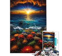 1000 Piece Jigsaw Puzzle for Teenagers Sunset Ocean Bloom Jigsaw for Adults Brain Teaser Game A Work of Art Christmas Birthday Gifts (Size 50x75cm)