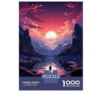 1000 Piece Jigsaw Puzzle for Teenagers Sunset Serenity Mountain Reflections Jigsaw Puzzle Anti-Stress Toys Home Decoration Challenging Game Gifts 38x26cm/1000pcs
