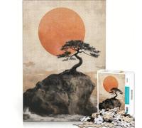 1000 Piece Jigsaw Puzzle for Teenagers Traditional Bonsai Tree Sunset Artwork Impossible Game Parent-child Interaction Challenging Game Gifts 38x26cm
