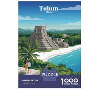 1000 Piece Jigsaw Puzzle for Teenagers Tulum Mexico Mayan Ruins Beach Teenager Puzzles Brain Teaser Game Enhance Memory Fun at Home Activities, 38x26cm/1000pcs