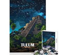 1000 Piece Jigsaw Puzzle for Teenagers Tulum Mexico Night Sky Pyramid 1000 Piece Jigsaw Educational Toy Great Gifts for Games A Work of Art (38x26cm)