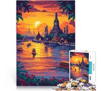 1000 Piece Jigsaw Puzzle for teenagers Twilight in Bangkok Schwierig und herausfordernd Wohnkunstdekor75x50cm