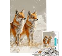 1000 Piece Jigsaw Puzzle for Teenagers Two Foxes in A Snowy Landscape Fun at Home Activities, Improve Memory Family Games Suitable for Ages 14 And Up (38x26cm)