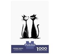 1000 Piece Jigsaw Puzzle for Teenagers Two Smiling Cats Black And White Jigsaw Fun Games Difficult Challenge Unique Birthday And Xmas Gifts 70x50cm/1000pcs