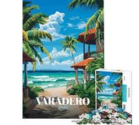 1000 Piece Jigsaw Puzzle for Teenagers Varadero Cuba Beach Resort Illustration Puzzle for Adults DIY Toys Staycation Kill Time Challenging Game Gifts (Size 38x26cm)