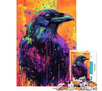 1000 Piece Jigsaw Puzzle for Teenagers Vibrant Raven Art Puzzle For Teenagers Enhance Memory Help The Brain Exercise Educational Family Game (Size 38x26cm)