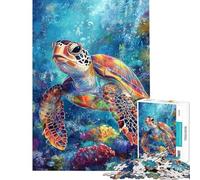 1000 Piece Jigsaw Puzzle for Teenagers Vibrant Sea Turtle Art 1000 Piece Jigsaw Educational Toy Great Gifts for Games A Work of Art (Size 38x52cm)