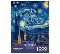 1000 Piece Jigsaw Puzzle for Teenagers Vienna Austria Starry Night Art Jigsaw Fun Games Difficult Challenge Unique Birthday And Xmas Gifts 52x38cm/1000pcs