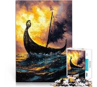 1000 Piece Jigsaw Puzzle for teenagers Viking Ship at Sunset Learning Educational Toy 38x52cm A Work of Art for Age 14+
